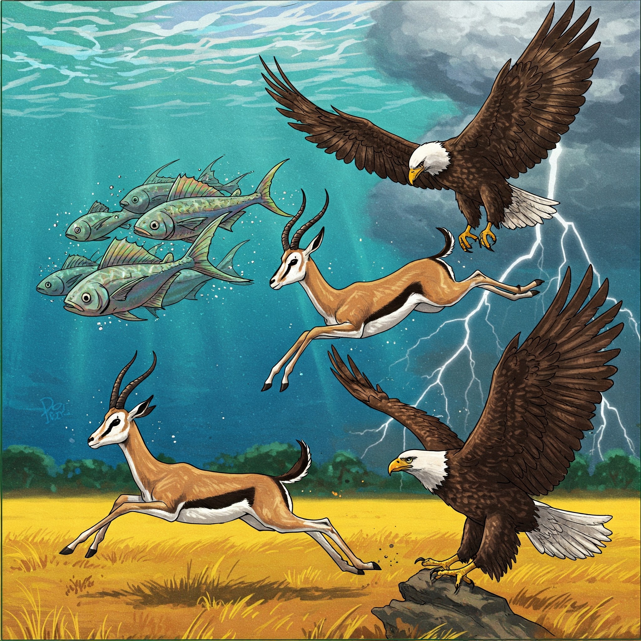 fins, legs, and wings