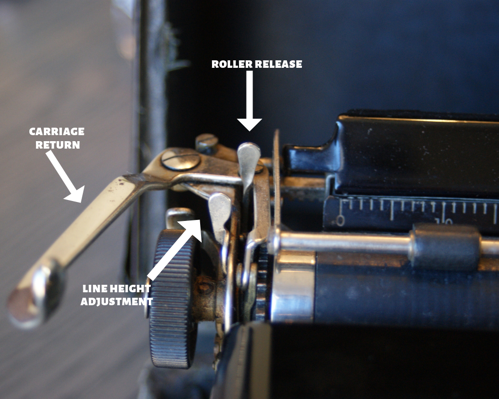 left side of typewriter