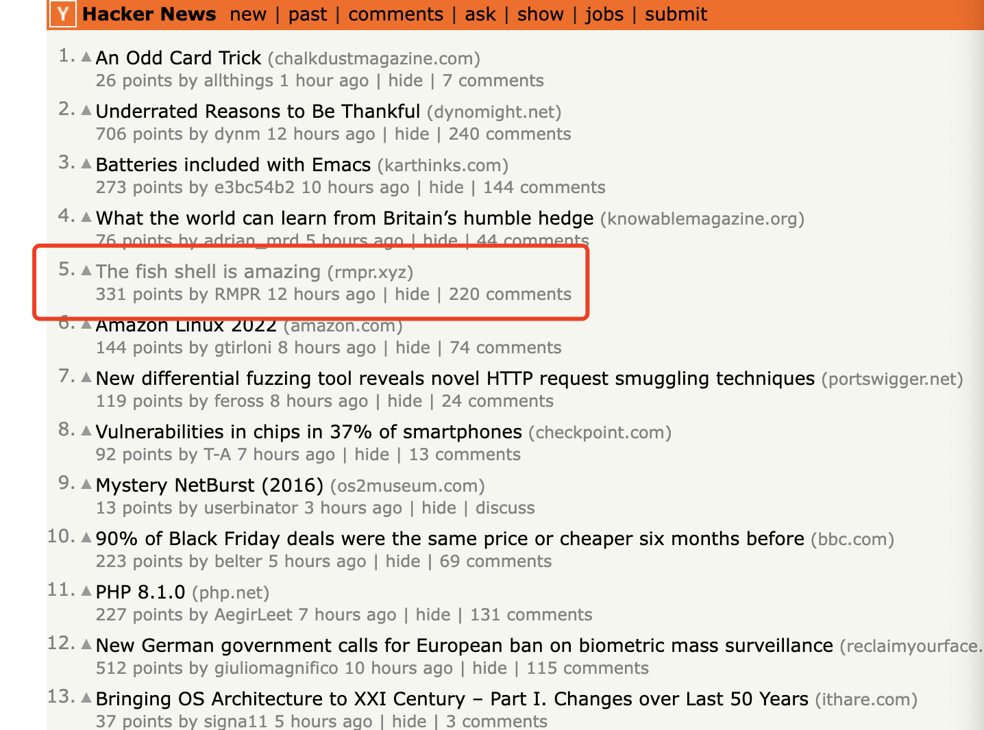 fish shell topic on hackernews